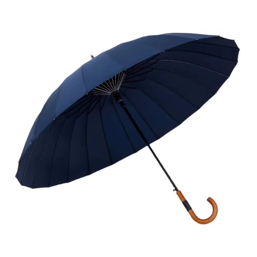 1PC Men Windproof Wood Long Handle Business Umbrella 24K Automatic Long Handled Umbrella Thickened To Resist and Rain Umbrella