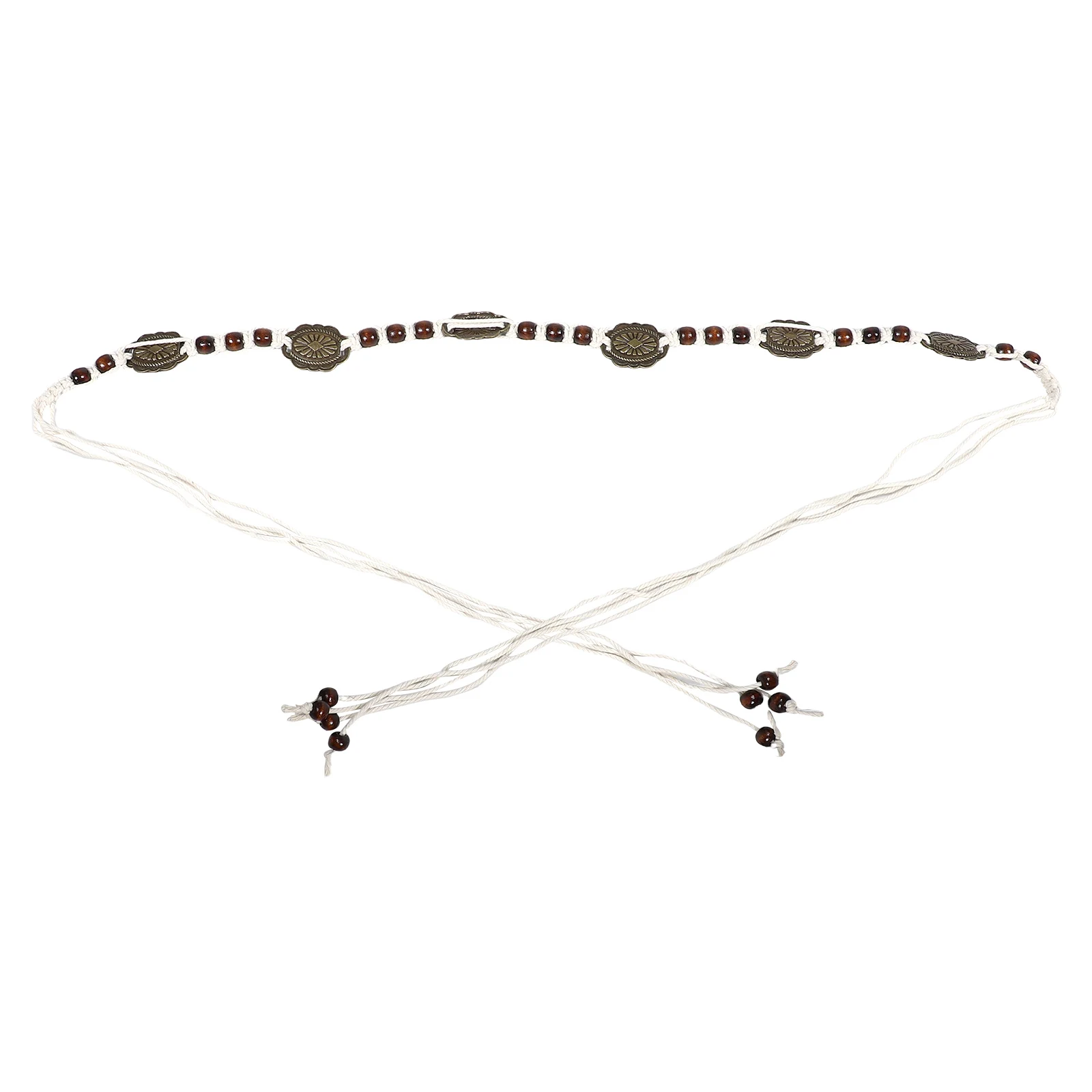 Boho Belt Adjustable Rope Waist Style for Outfits Braid Dresses Braided Beaded Skirts