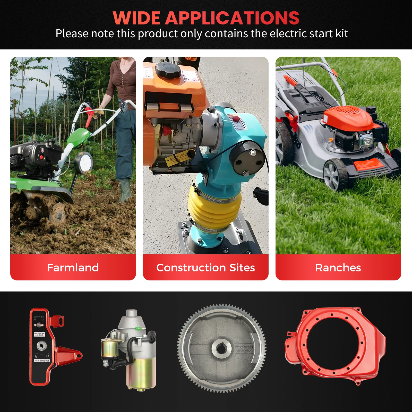 

Electric 12V Starter Kit for Honda GX160 GX200 Engine - Convert Manual to Key Start, Durable Aluminum & Iron Construction