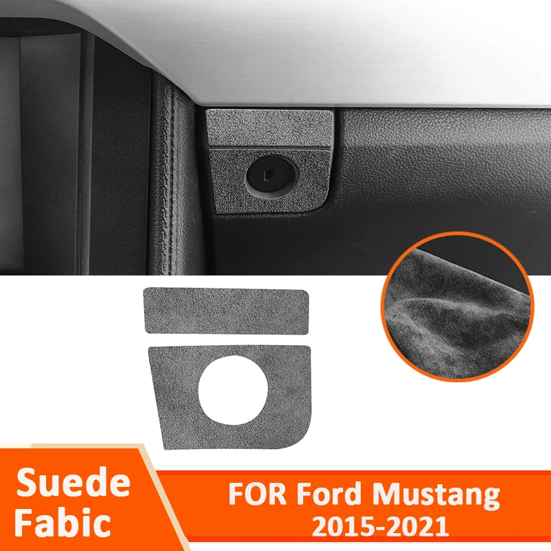 

Alcantara Suede Fabic Auto Co-Pilot Storage Box Lock Decorative Sticker Car Interior Accessories For Ford Mustang 2015-2021