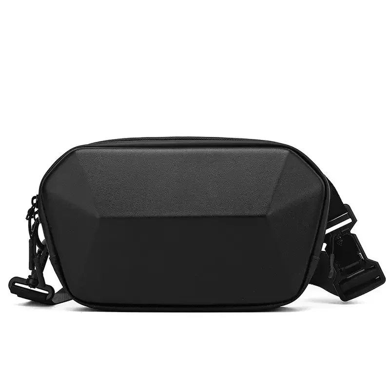 Hard Case PVC Chest Bag Men's Large Capacity Waterproof Anti-scratch Crossbody Bag Multi-functional Magnetic Clasp Shoulder Bag