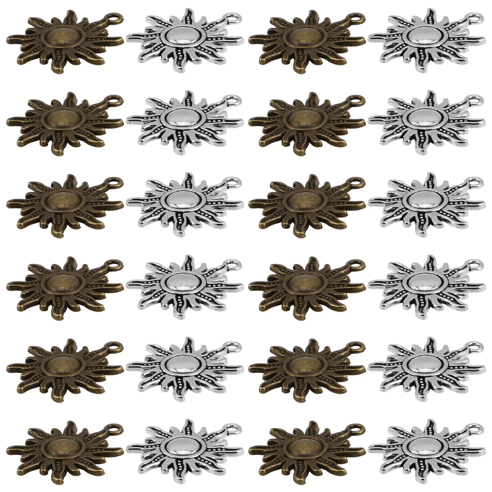 

40 pcs Vintage Handmade Jewelry Findings Sun Pendants Alloy Celestial Charms For Diy Necklace Bracelet Tibetan Style Retro