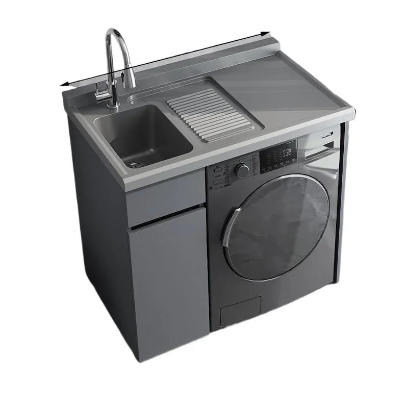 Stainless steel laundry cabinet integrated, small apartment bedroom balcony washing machine cabinet