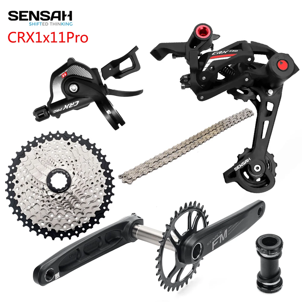 SENSAH MTB CRX 11 Transmision 1x11 Speed shifter+derailleur+SENICX FM3 crankset 165/172/175MM+YBN 11S chain+46T/42T cassette+BB