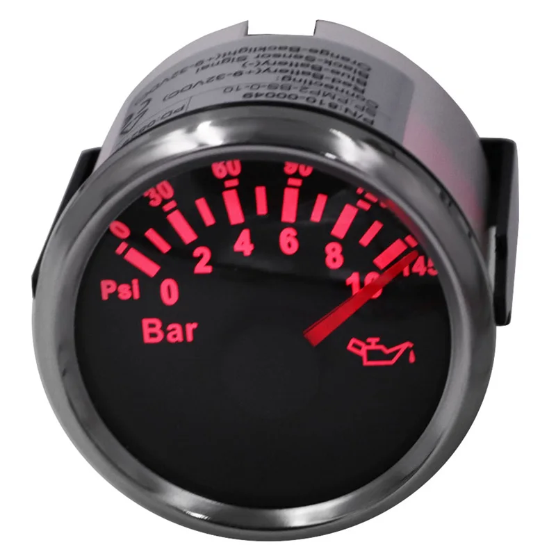 Auto / Boat Oil Pressure Gauges Modification 52mm 0-10Bar Display Oil Pressure Meters 0-145Psi Devices 10-184ohm Input Signal