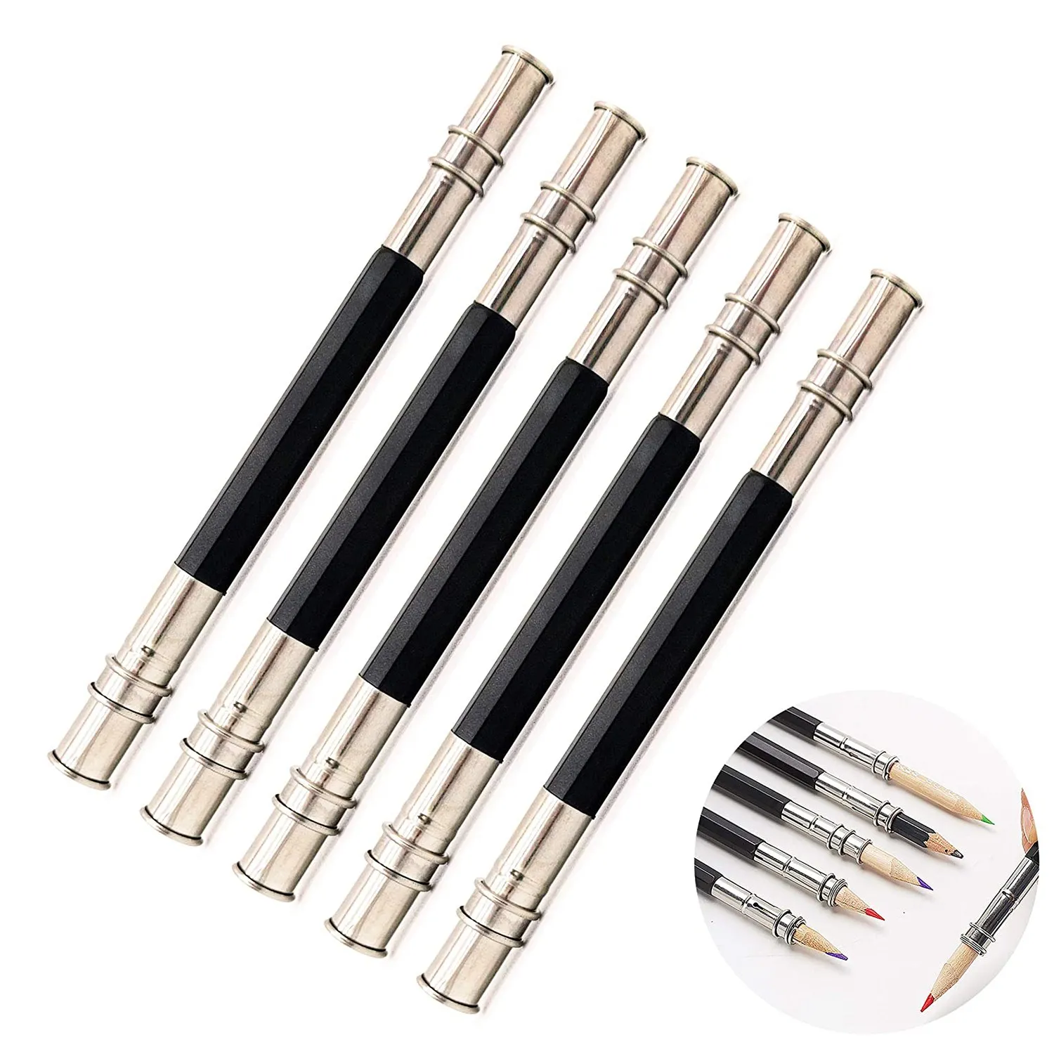 12Pcs Adjustable Dual Head Pencil Extender Holder Pencil Lengthener Length Extender Holder for School Office Supplies