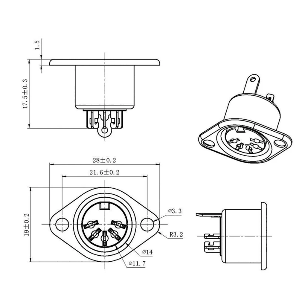 2Pcs Computer Keyboard Plug 3P 4P 5P 6P 7P 8P DIN S Terminal Connector Female Socket Mount adapter SOLDER MIDI cable connector