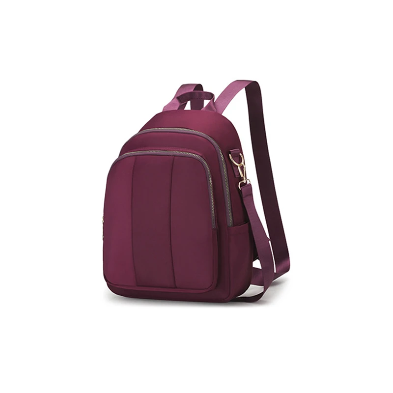 Mochila casual urbana feminina, bolsa de viagem leve impermeável, bolsa de nylon monocromática para senhoras, nova moda, tendência