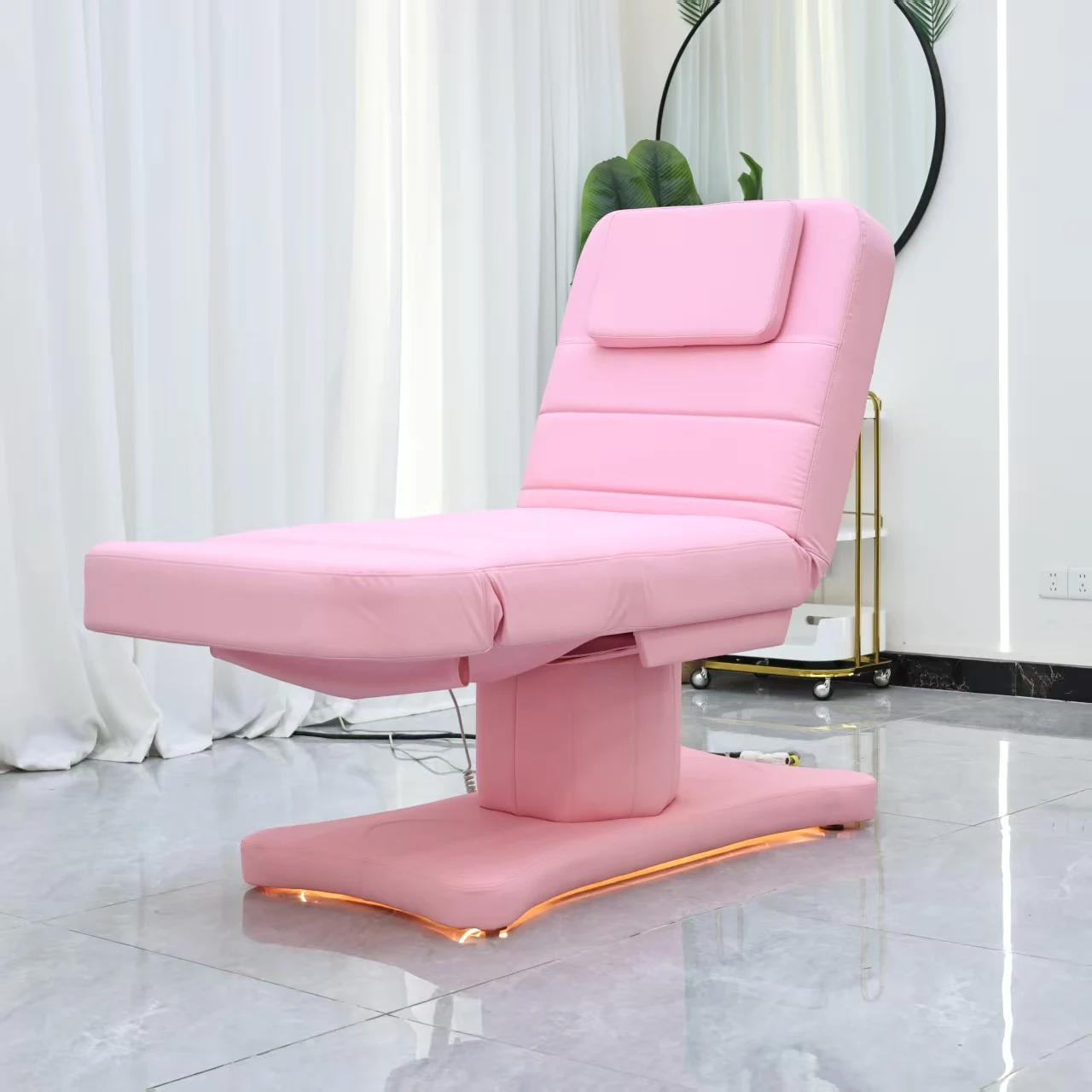Cama rosa para el cuidado de la belleza y el cuidado facial, camas de diagnóstico para exámenes físicos, silla, muebles de salón de belleza, envío desde Estados Unidos