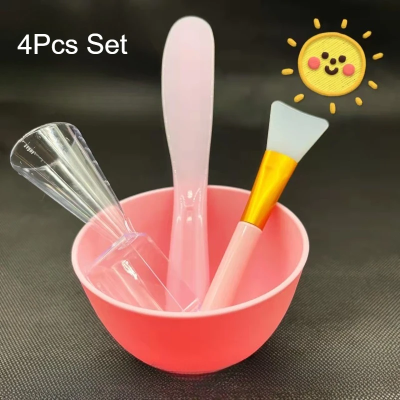 4 Pz/set Maschera Per Il Viso Ciotola di Miscelazione Set Strumenti Per La Cura Della Pelle Del Viso Kit Maschera In Silicone Pennello Applicatore Facciale Spatola Misura Cucchiaio di Bellezza