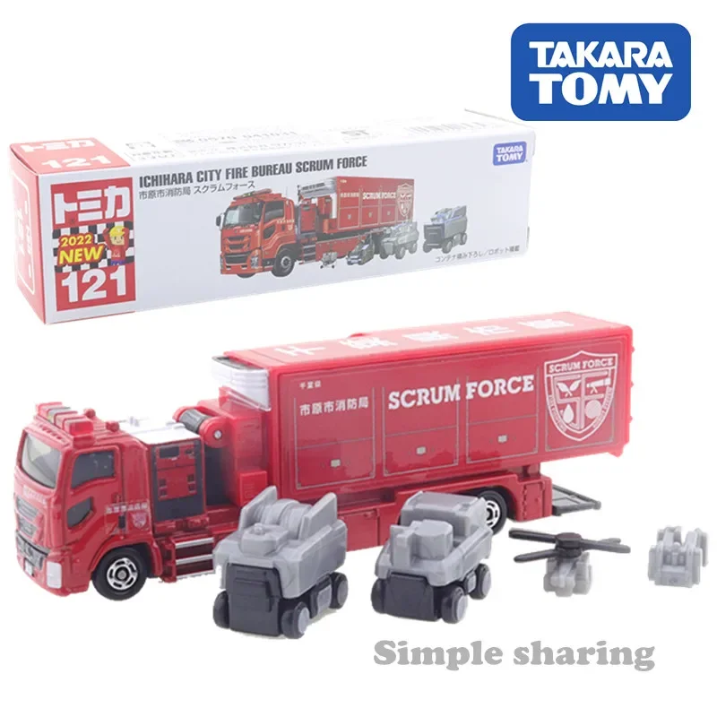 Takara Tomie Lang Type Tomica No.121 Ichihara Stadsbrandweer Scrum Force Legering Speelgoed Motorvoertuig Diecast Metalen Model