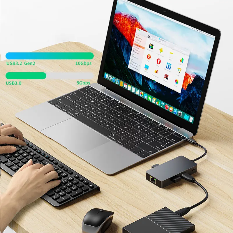 Imagem -02 - Doca do Adaptador Usb tipo c Hub Portas pd 100w de Carregamento Rj45 para Macbook Pro Laptop Tablet pc em 4k 60hz Hdmi