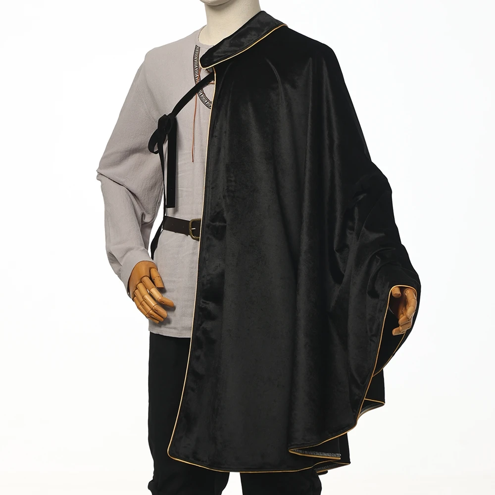 Capa de mosquetero Medieval para hombre y mujer, chal Steampunk, capa de samurái de medio hombro, capa de guerrero LARP, disfraz Medieval de Halloween