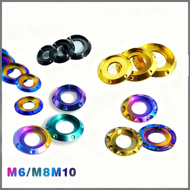 1/2/5/8/10Pcs Titanium Washer M5 M6 M8 M10 Fancy Step Gasket Bicycle Motorcycle Decoration Bolt Screw Washers