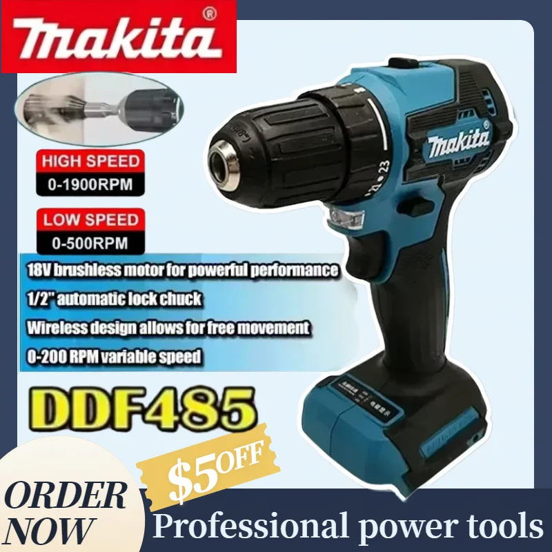 Makita DDF485 10MM Kompakter Akku-Bohrschrauber LXT Bürstenloser Multifunktions-Schlagschrauber DIY-Elektrowerkzeug