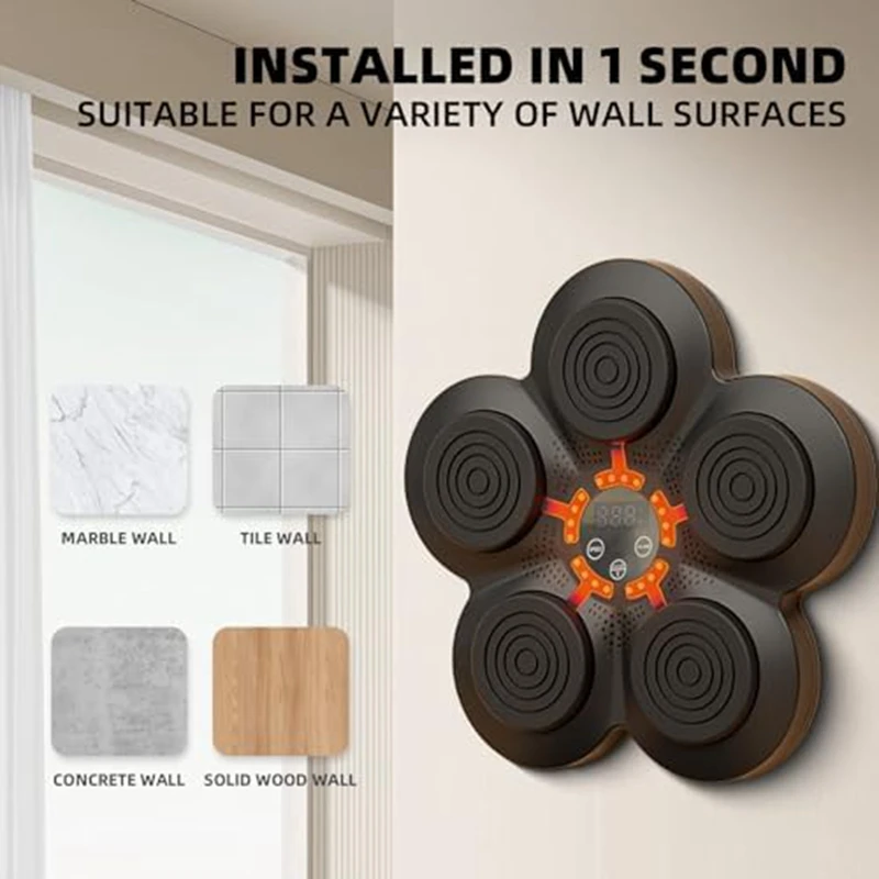 AEB0-جهاز تدريب الملاكمة حصيرة الحائط للأطفال، معدات الملاكمة الموسيقية الذكية جهاز تدريب اللكم المثبت على الحائط