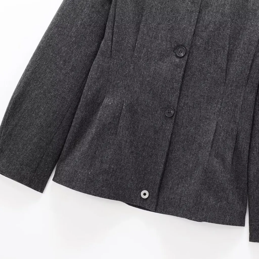 

Женская зимняя приталенная куртка с лацканами, однобортный пригородный костюм в европейском и американском стиле во французском стиле в стиле ретро для