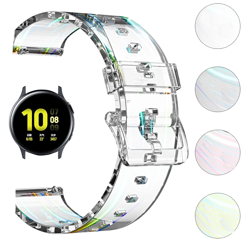 20mm 22mm Transparent Silicone Strap for Samsung Galaxy Watch 6 5 4 40mm 44mm 42mm 46mm Wrist Band Bracelet S3 Active2 Gear Belt