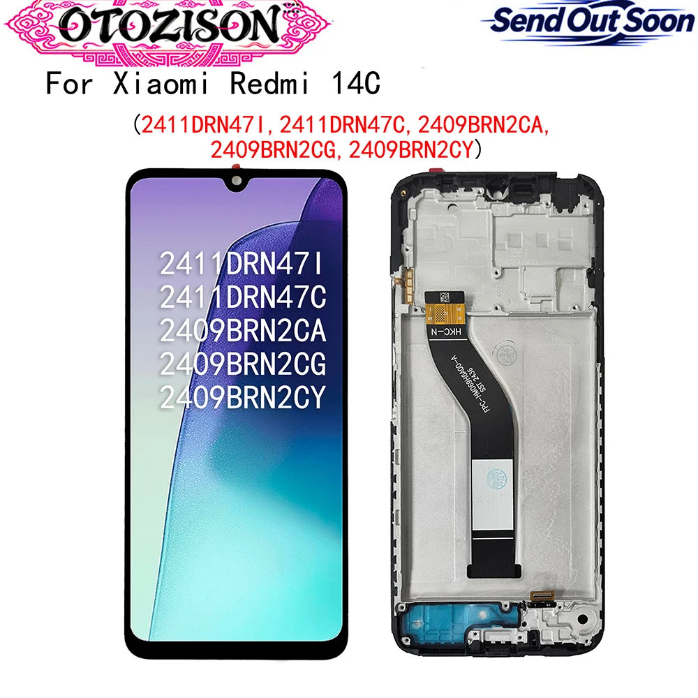 For Redmi 14C Display For Xiaomi Redmi 14C 2411DRN47C 2409BRN2CA LCD Display Touch Panel Screen Digitizer With Frame Assembly