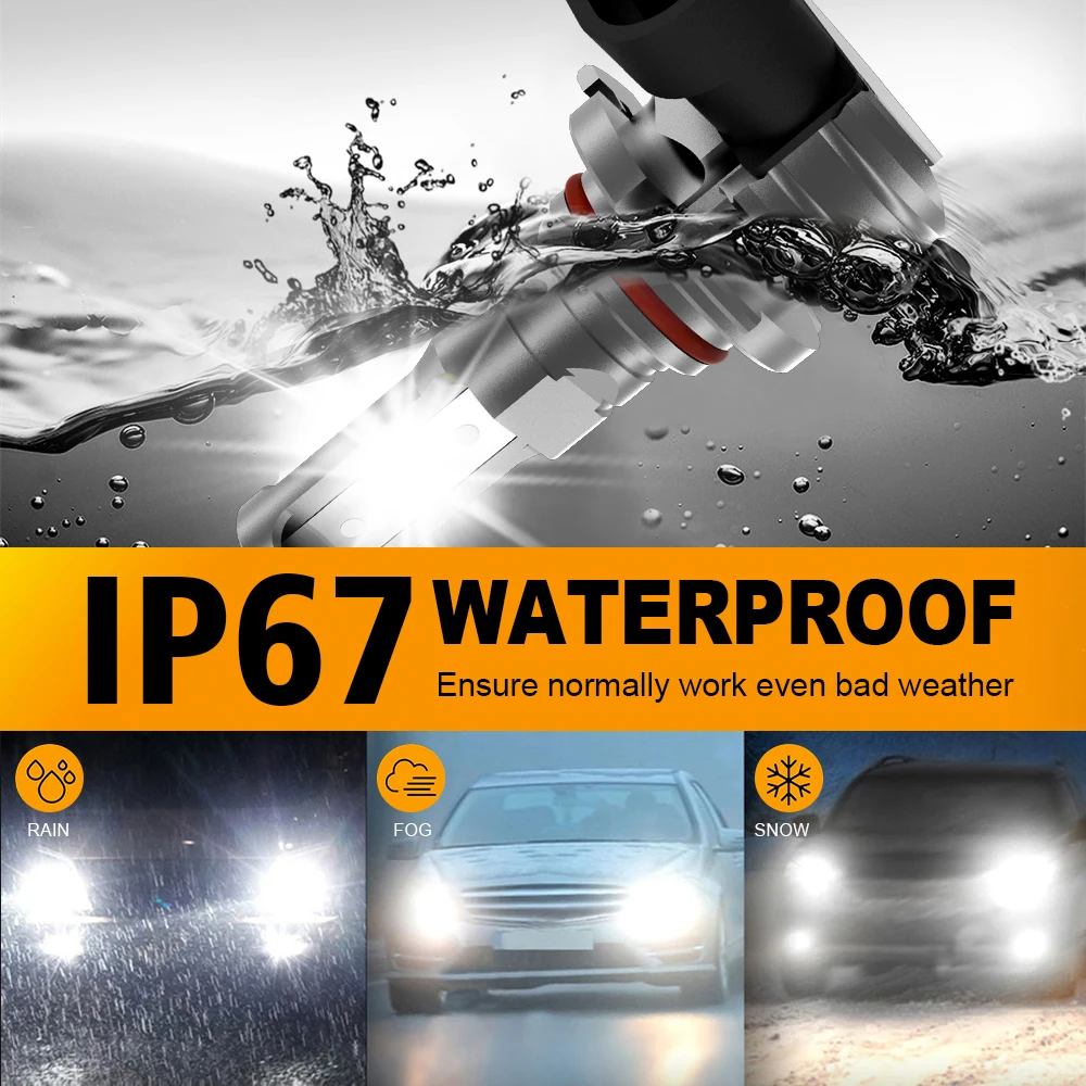 IVOTOW 2 個 9005 LED ヘッドライト & フォグランプ電球 10000LM 6000K 超高輝度 12V Canbus 1:1 ミニサイズ車用