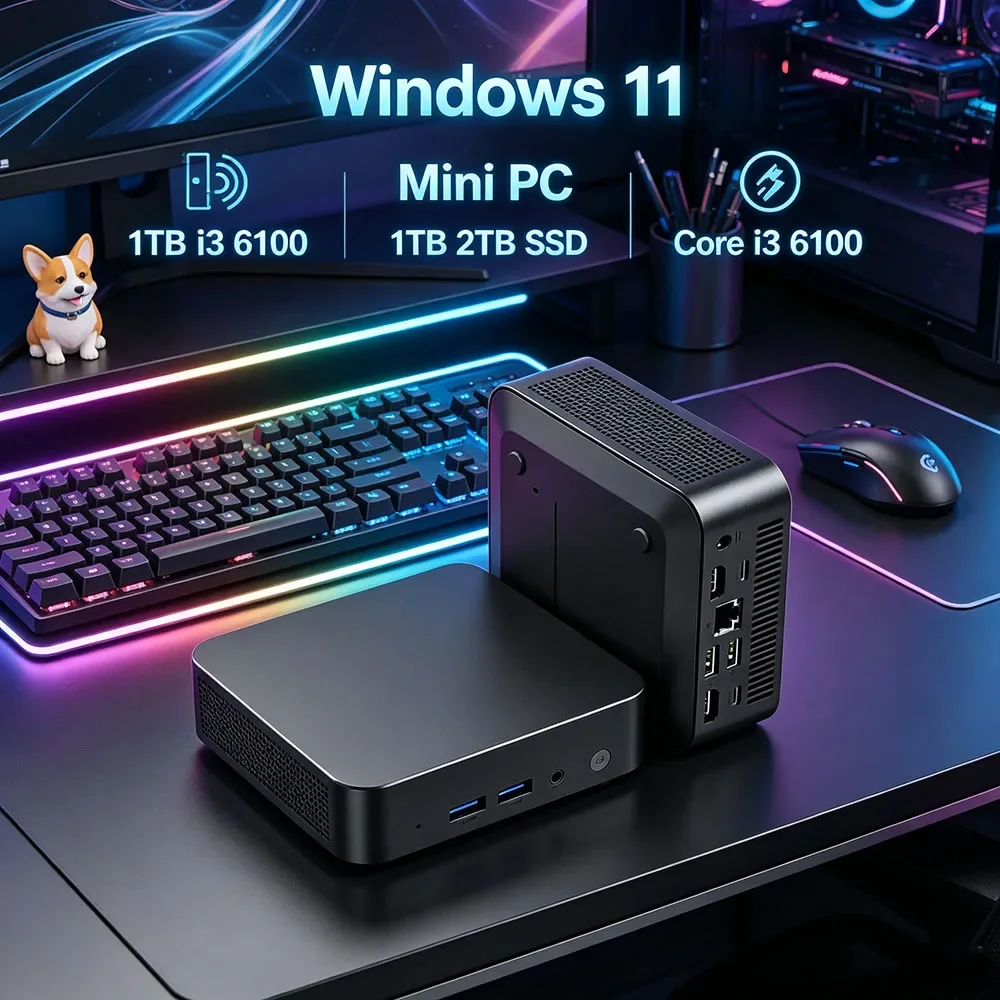 Reliable Mini PC Core i3 6100 Windows 11 Pro 32GB RAM 1TB/2TB SSD WiFi 6 BT5.2 4K HD Office Gaming Study PC 3 Years Warranty