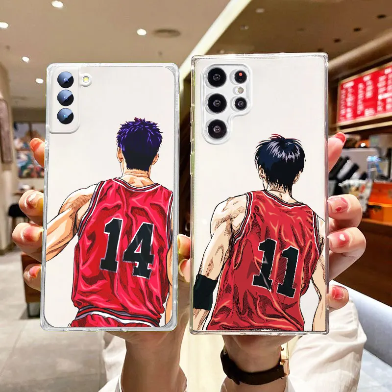 Slam Dunk Cute For Samsung Galaxy S24 S23 S22 S21 S20 FE Ultra Plus S10 Lite 5G Transparent Phone Case