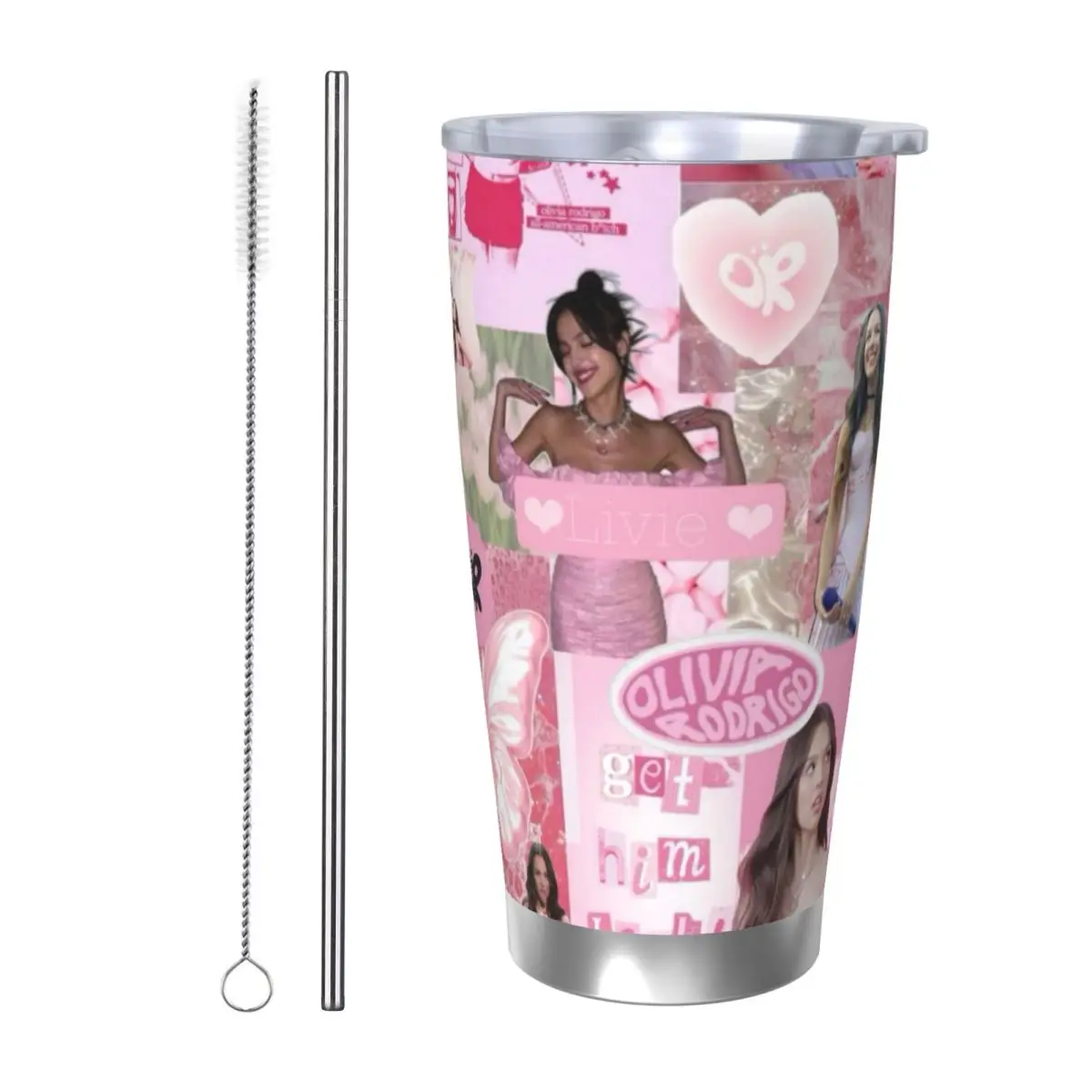 Olivia Vampire Rodrigos Sour 20oz Stainless Steel Car Mug Straw Thermal Iced Travel Cup Vacuum Insulated Coffee Hot Cup