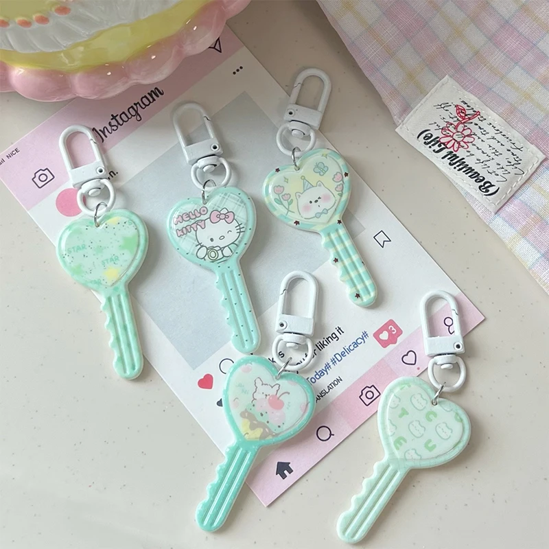 Porte-clés pendentif voiture Kawaii pour femme, porte-clés Sanurgente, porte-clés Kuromi, Hello Kitty My Melody, Cinnamoroll Pochacco, cadeau de Noël mignon