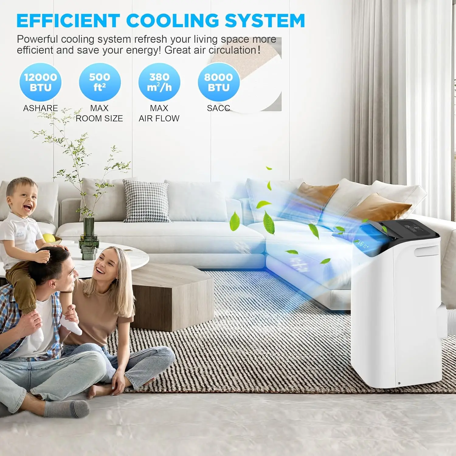 12000 BTU Portable Air Conditioners with Remote Control, 3-in-1 Free Standing Cooling AC Unit with Fan & Dehumidifier,Cools Room