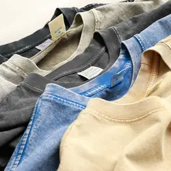 Heavyweight T-shirt 300g Retro Style Washing Stir Fry Color Make Old Short Sleeved Shoulder Simple Casual Loose T-shirt Men