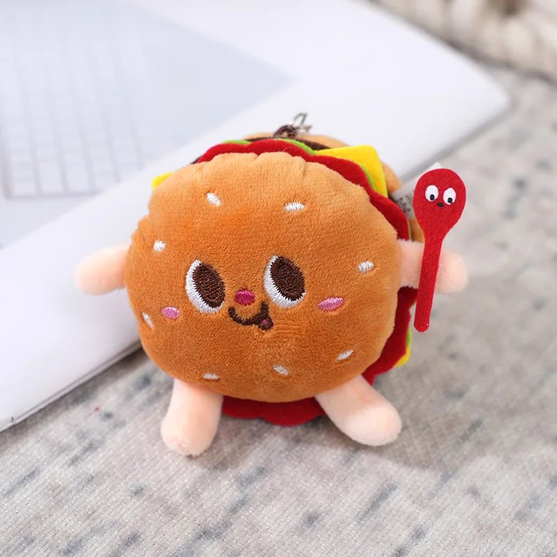 Cute Burger, Hot Dog, Chicken Leg, Plush Pendant, Small Doll, Backpack, Pendant, Keychain