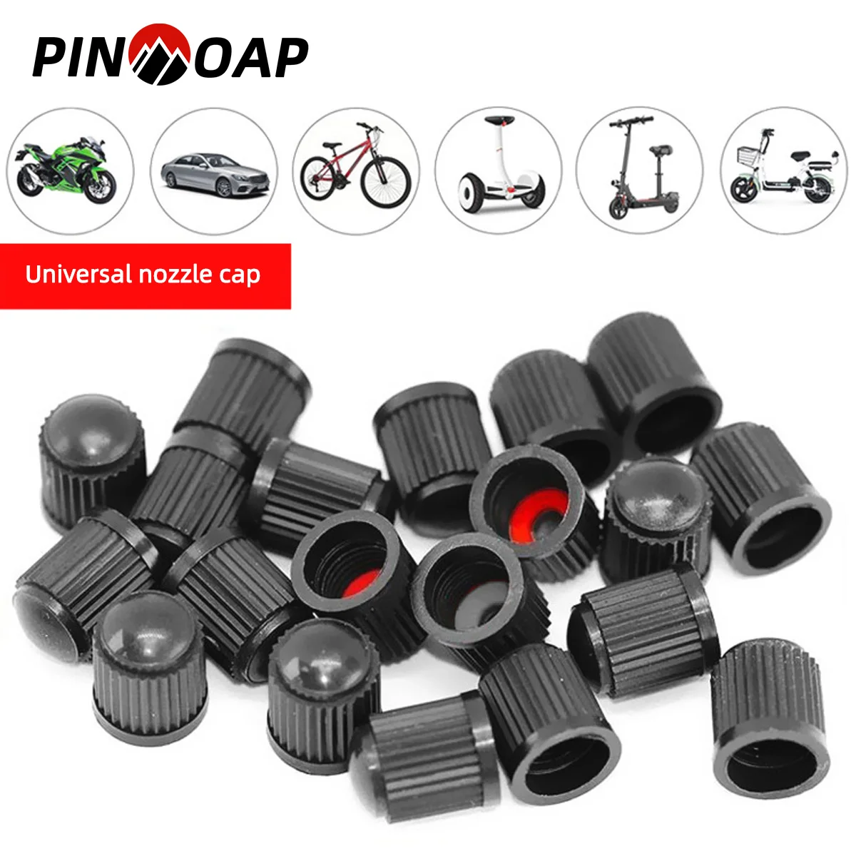 

10/20/50pcs Bicycle Tire Valve Plastic Black Bicycle Tire Valve O-Ring Cover Bicycle Car Motorcycle Cover Dust Cover Valve Cap