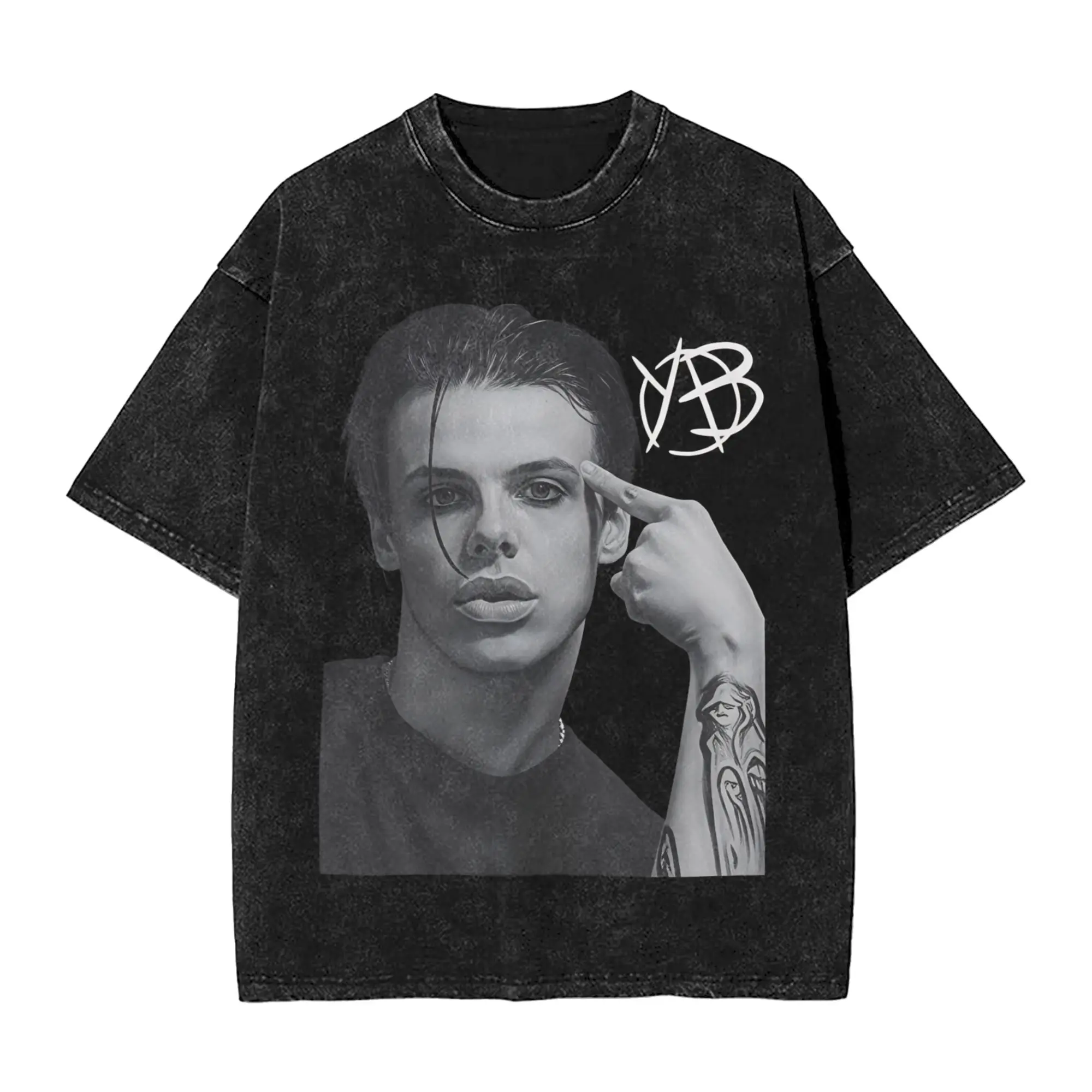 Rapper Yungblud Washed T-Shirt Male  Y2K Funny Cotton T Shirts Beach Breathable Trendy Cool Tees Design Plus Size Tops
