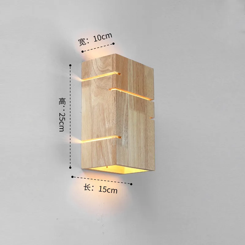 الإبداعية وحدة إضاءة LED جداريّة مصباح خشبي الفن صندوق مربع سجل مصباح السرير مصباح غرفة النوم الممر حائط الخلفية مصباح جو خشبي #6