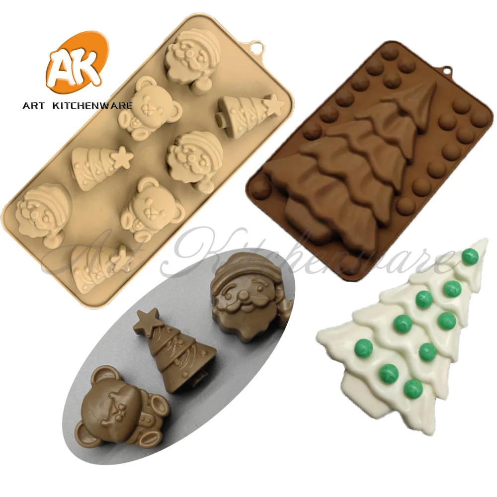 Christmas Tree Chocolate Mold Cake Silicone Cookie Cupcake Molds Soap Mould DIY Rectangle Square Chocolate mold