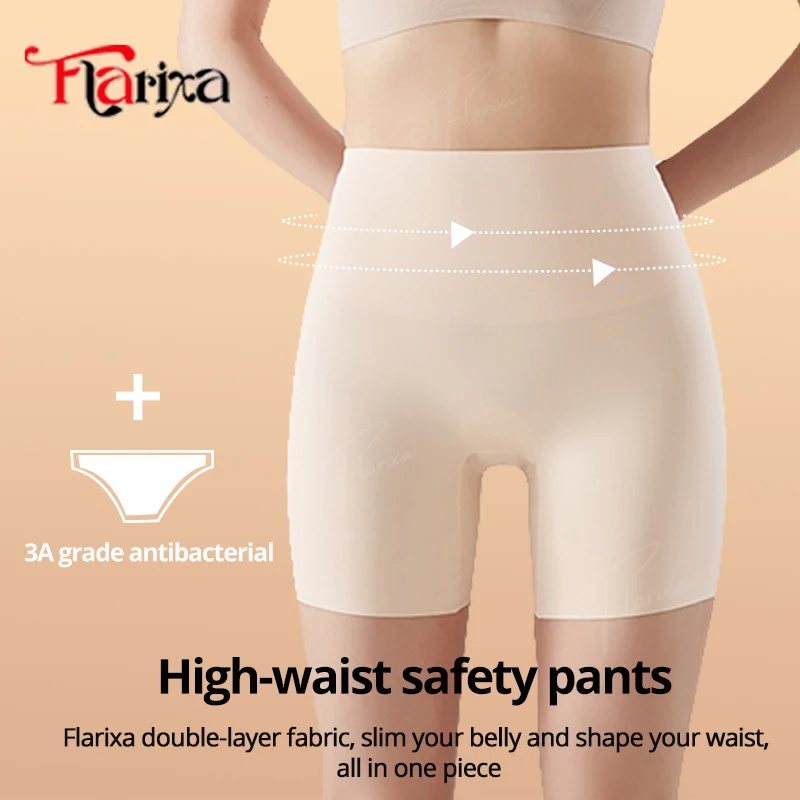 Flarixa High Waist Ice Silk Safety Pants Tummy Control Panties Women Shaper Hip Lifting Boxers Anti Friction Shorts Under Dress