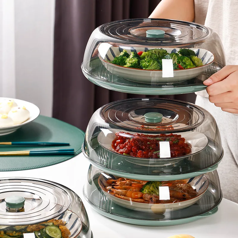 Stackable Clear Food Warmer Cover Heat Preservation Tent for Dishes/Bowls with Anti-Fly Design Collapsible Kitchen Storage