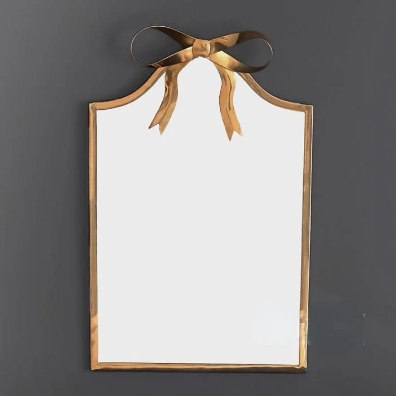 Gold-Plated Irregular Frame Girl Bow Decorative Mirror Dressing Mirror Wall Decoration