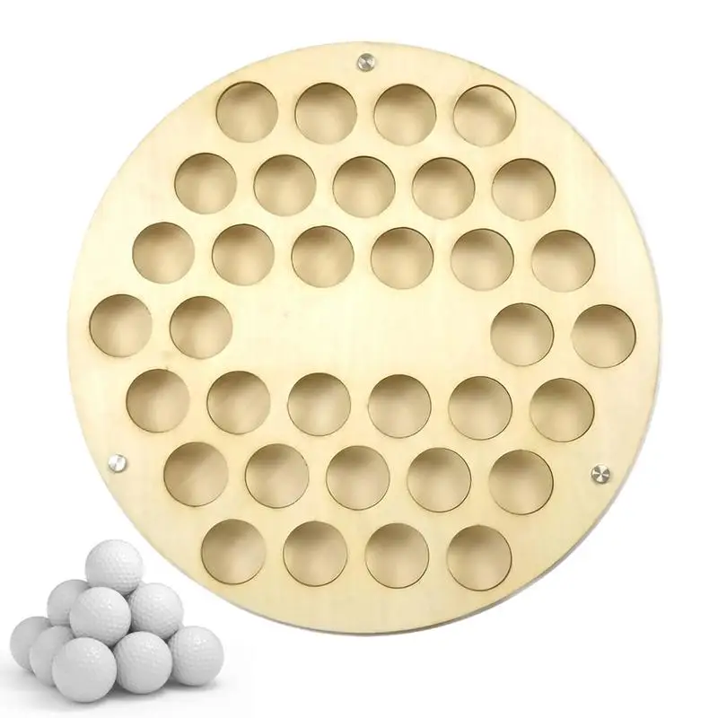 Wooden Golf Ball Display 34 Holes Creative Wood Golf Ball Holder Racks Multifunctional Golf Ball Floating Shelves Golf Ball