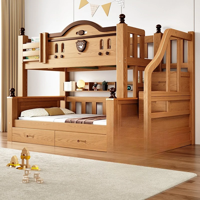 

Accessories on and off beds Double high and low beds Multifunctional two-layer combination Solid wood double children