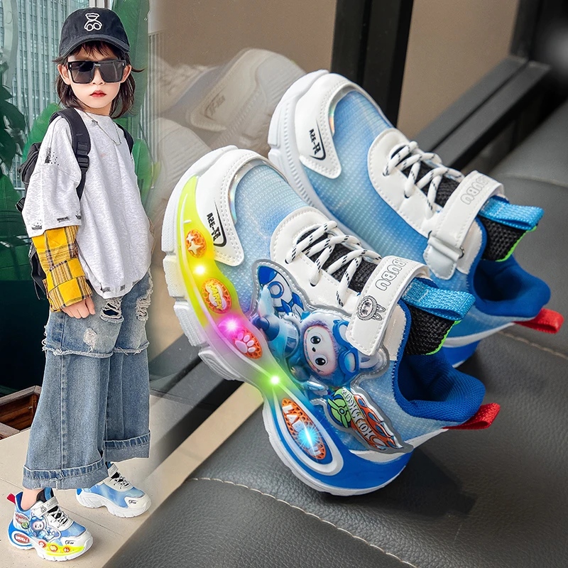 

Children's luminous sports shoes 2025 Autumn New style light shoes, boys' mesh breathable, girls' best-selling dad shoes