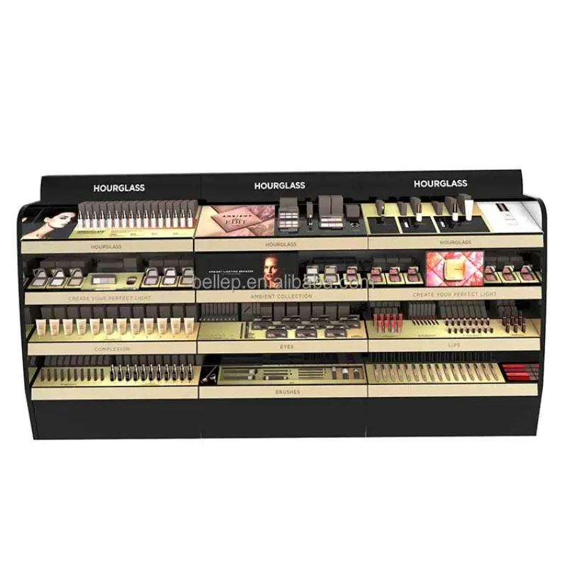 custom.OEM ODM Factory Large Cosmetic Shelves Wooden Makeup Display Stand Perfume Lipstick Nail Polish