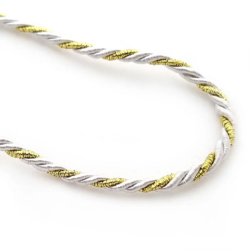 3MM 4MM 5MM Gold Color Thread and Color Polyester Three Strands Twisted Rope Cords Diy Jewelry Findings Accessories