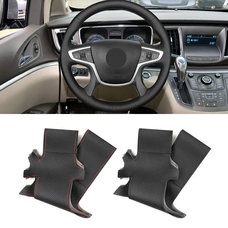 For Buick GL8 2011 2012 2013 2014 2015 2016 2017 2018 Car Interior Steering Wheel Cover Microfiber Perforated Leather Trim