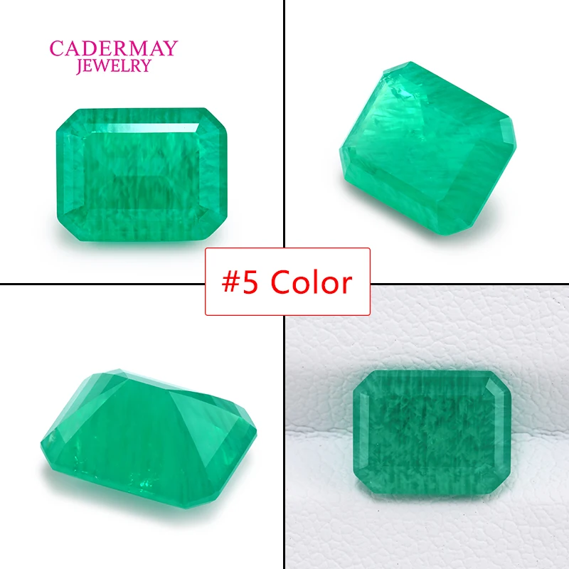 9 ألوان كولومبيا/زامبيا/موزو الأخضر الزمرد الحراري المائي كريم شفاف مختبر نمت الزمرد أحجار كريمة مفكوكة لصنع المجوهرات #6