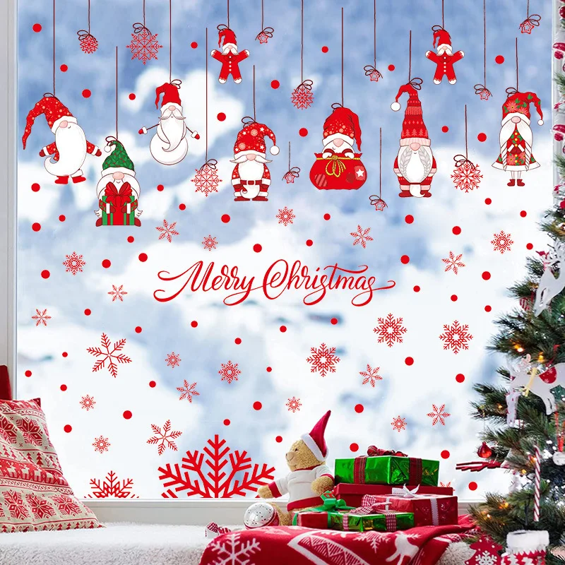 

Christmas Scene Window Stickers Snowman Window Clings PVC Holiday Decorations Christmas Bird Party Atmosphere Stickers Waterproo