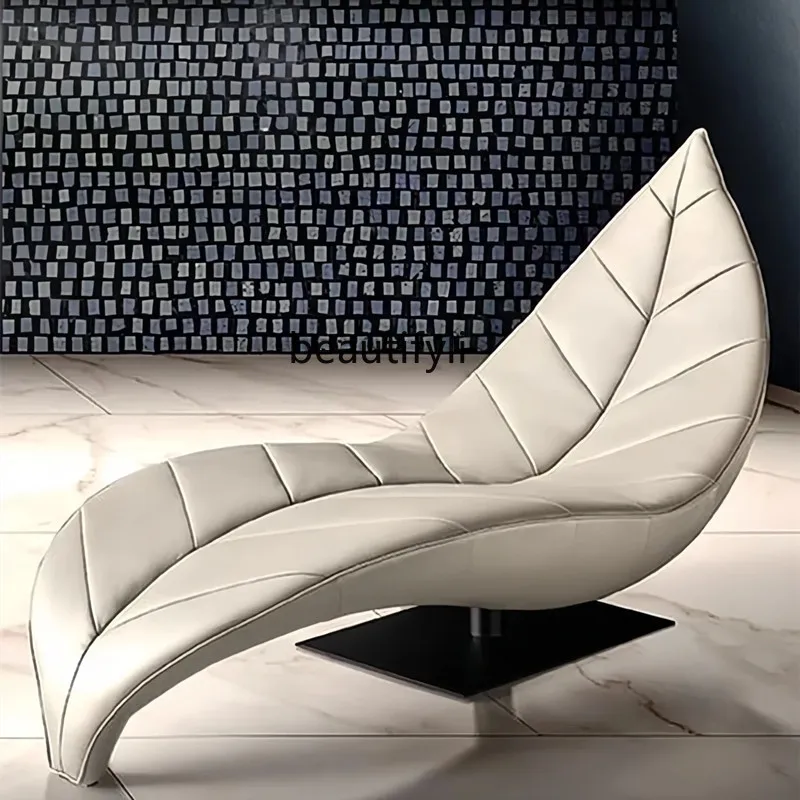 Leisure sofa chair creative leaf concubine chair light luxury living room study reception Italian single recliner