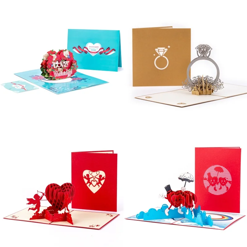 

Happy Valentines Day 3D Pop-Up Valentine's Day Cards Love Forever Handwriting Pop UP Greeting Cards Handmade Invitation
