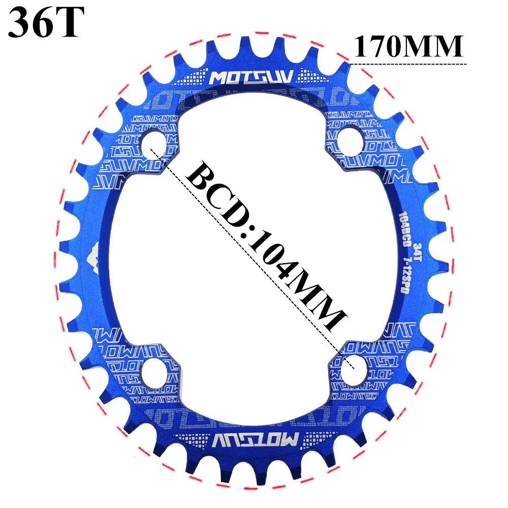 Motsuv ovaler Kettenblatt 104bcd für Shimano MTB Fahrrad Fahrradkette ring 32t 34 36 38t ultraleichte Zahn platte Kettenrad 104 bcd – Detail 8
