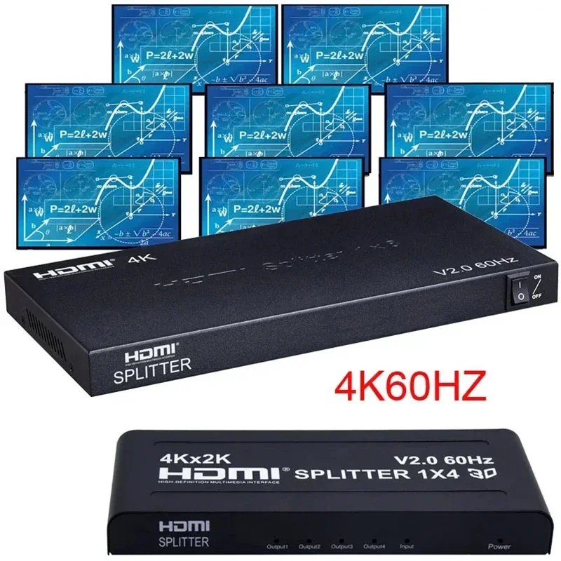 

4K 60hz 1x8 HDMI Splitter 1 IN 2 4 6 8 Out 1x2 1x4 HDMI Splitter HDMI 2.0 Video Converter for PS4 PC DVD Camera To HD TV Monitor